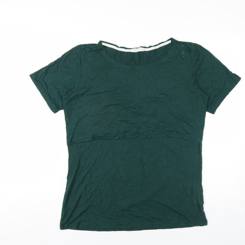 Small Show Womens Green Viscose Basic T-Shirt Size L Round Neck
