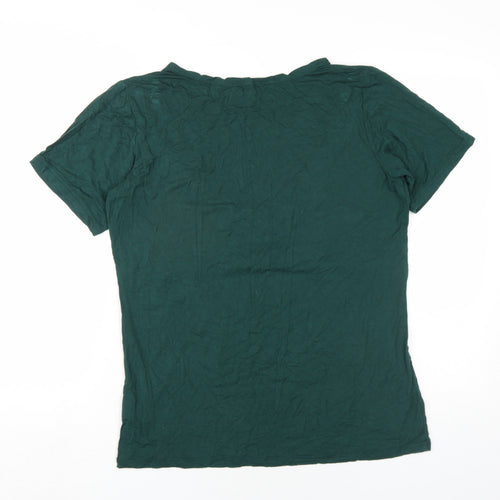 Small Show Womens Green Viscose Basic T-Shirt Size L Round Neck