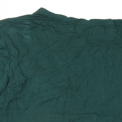 Small Show Womens Green Viscose Basic T-Shirt Size L Round Neck