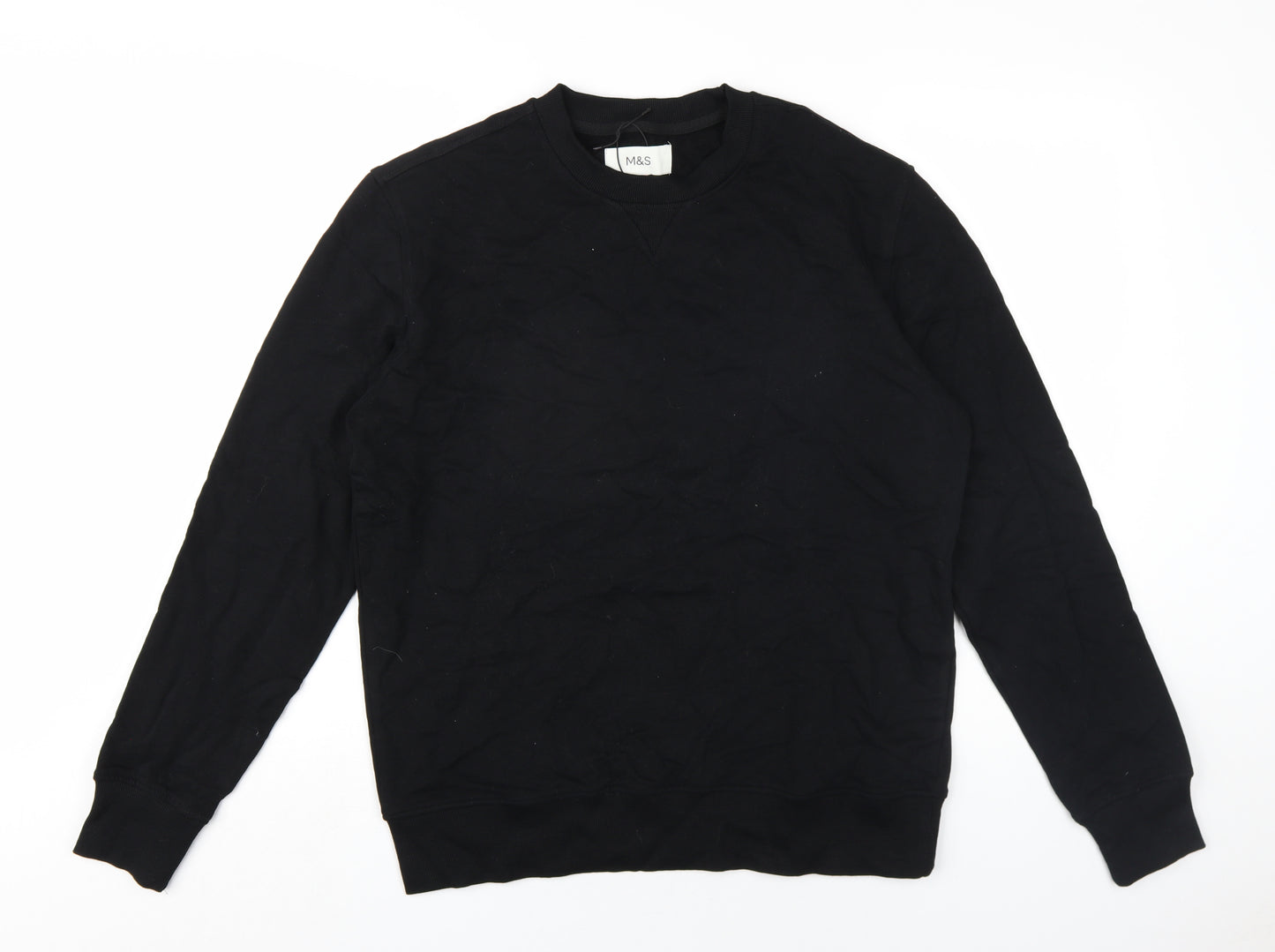 Marks and Spencer Mens Black Cotton Pullover Sweatshirt Size M