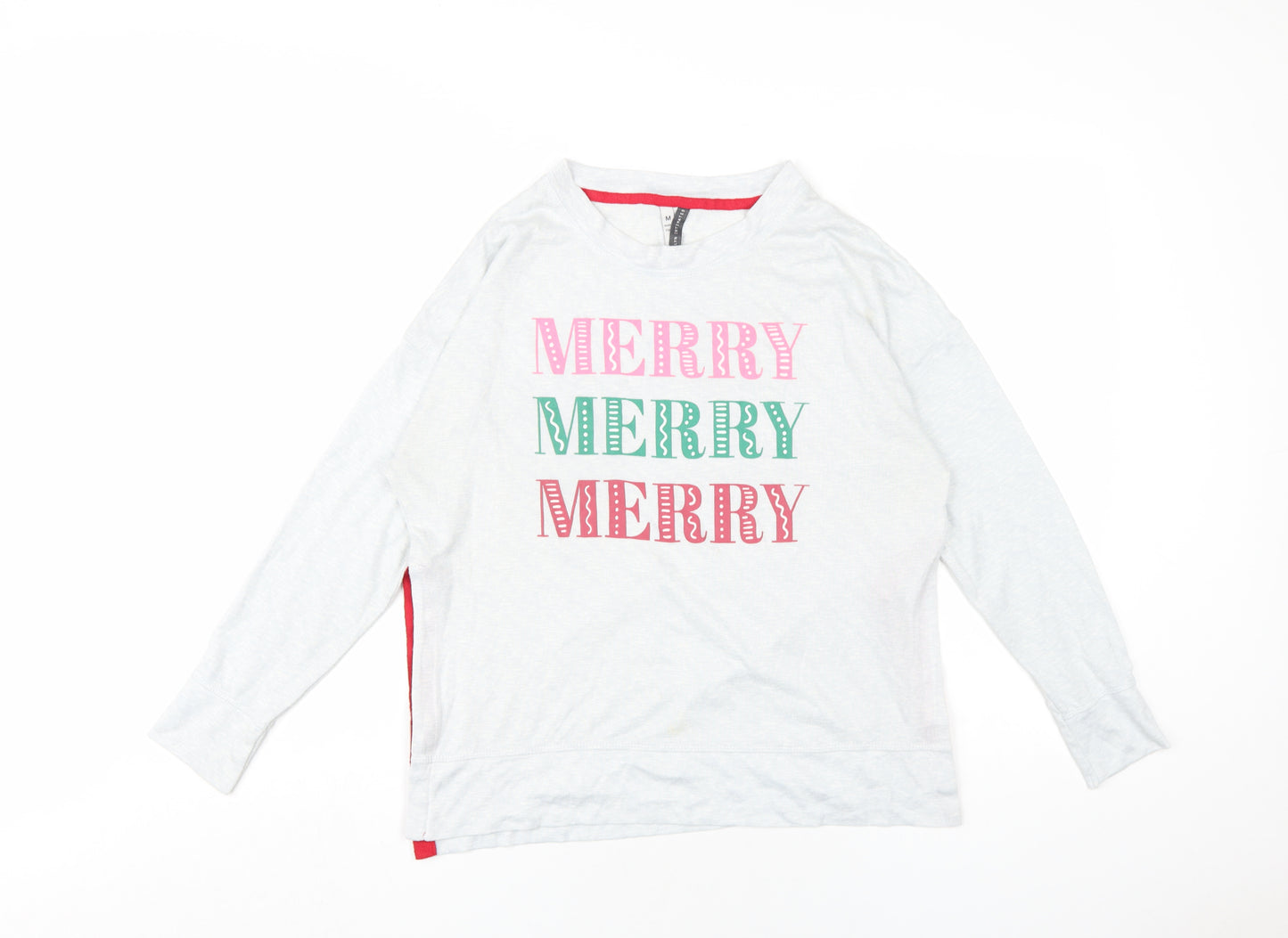 Jaclyn Intimates Womens Grey Polyester Basic T-Shirt Size M Round Neck - Merry Merry Merry