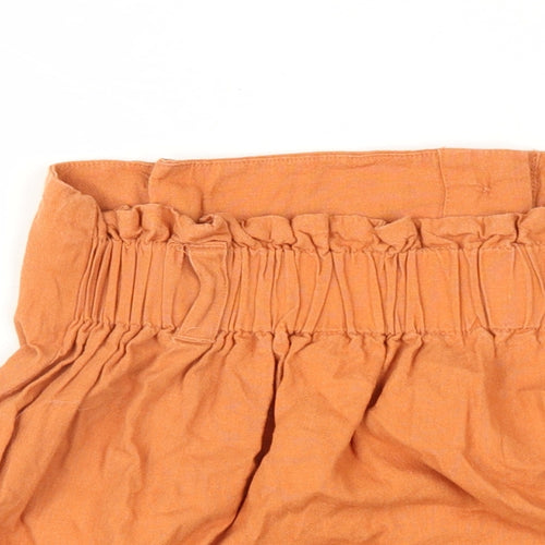 New Look Womens Orange Linen A-Line Skirt Size 10 Button