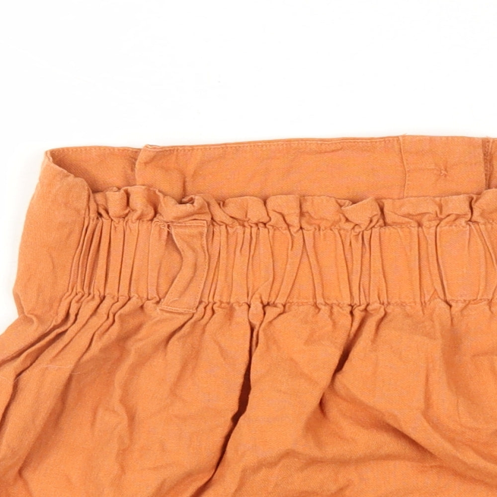 New Look Womens Orange Linen A-Line Skirt Size 10 Button