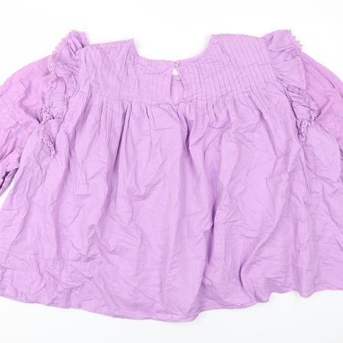 Per Una Womens Purple Cotton Basic Blouse Size 24 Round Neck