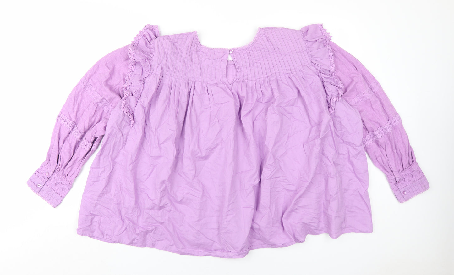 Per Una Womens Purple Cotton Basic Blouse Size 24 Round Neck