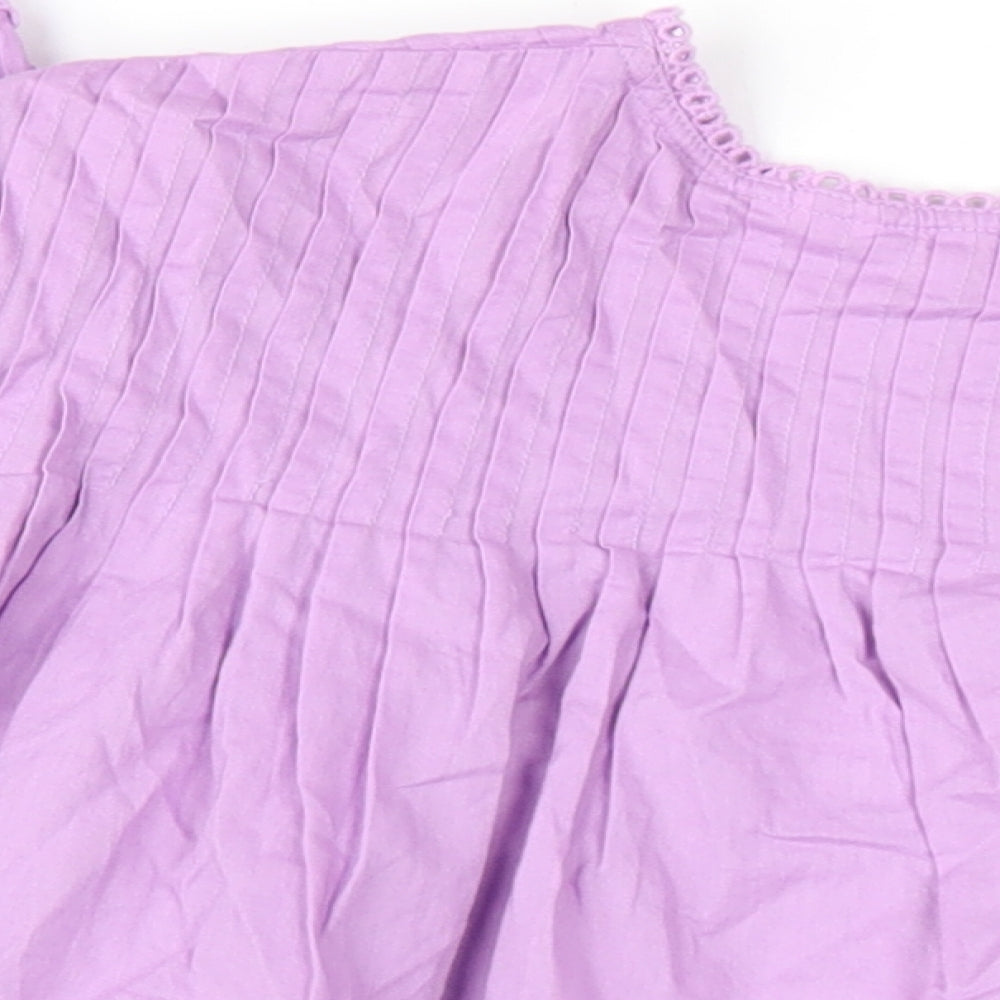 Per Una Womens Purple Cotton Basic Blouse Size 24 Round Neck