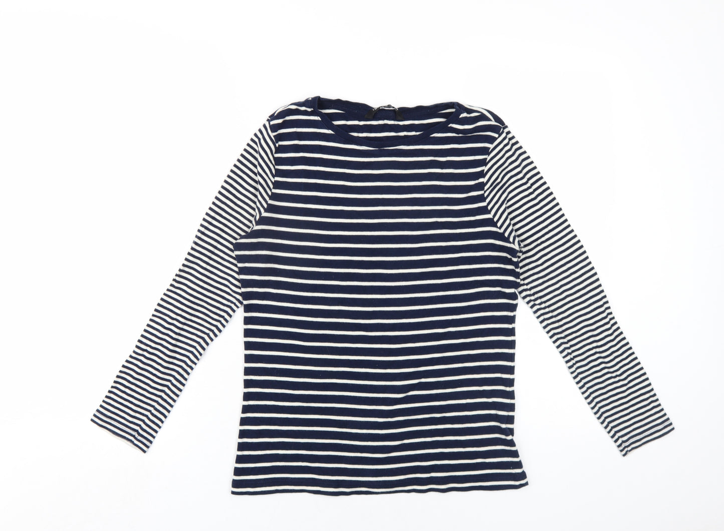 Debenhams Womens Blue Striped Cotton Basic T-Shirt Size 16 Round Neck