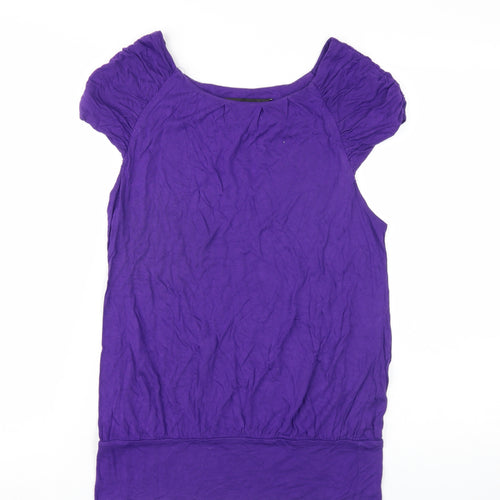 Dorothy Perkins Womens Purple Viscose Basic T-Shirt Size 14 Scoop Neck