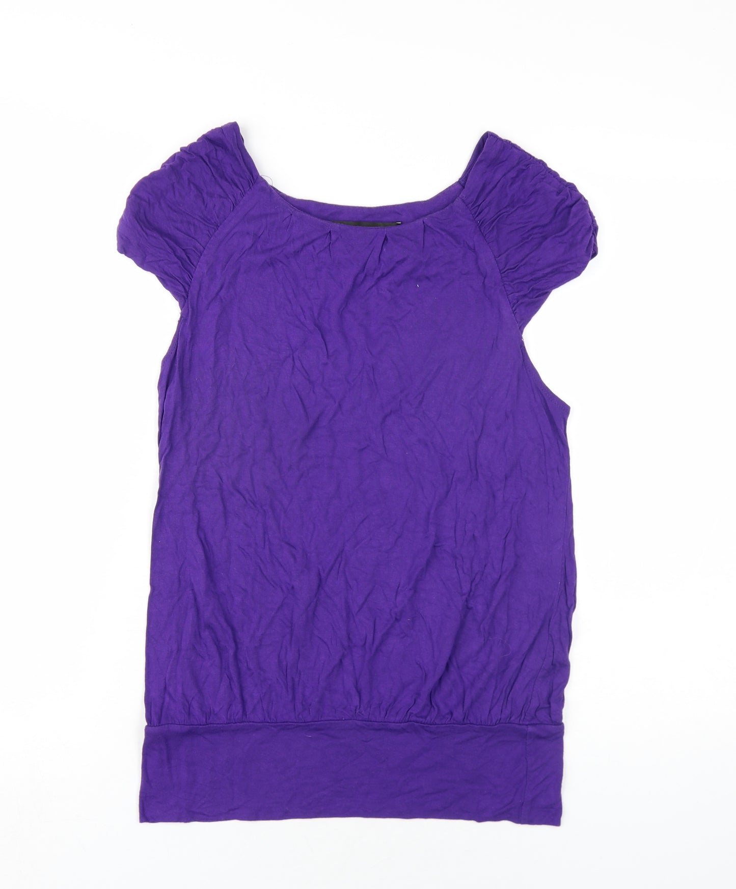 Dorothy Perkins Womens Purple Viscose Basic T-Shirt Size 14 Scoop Neck