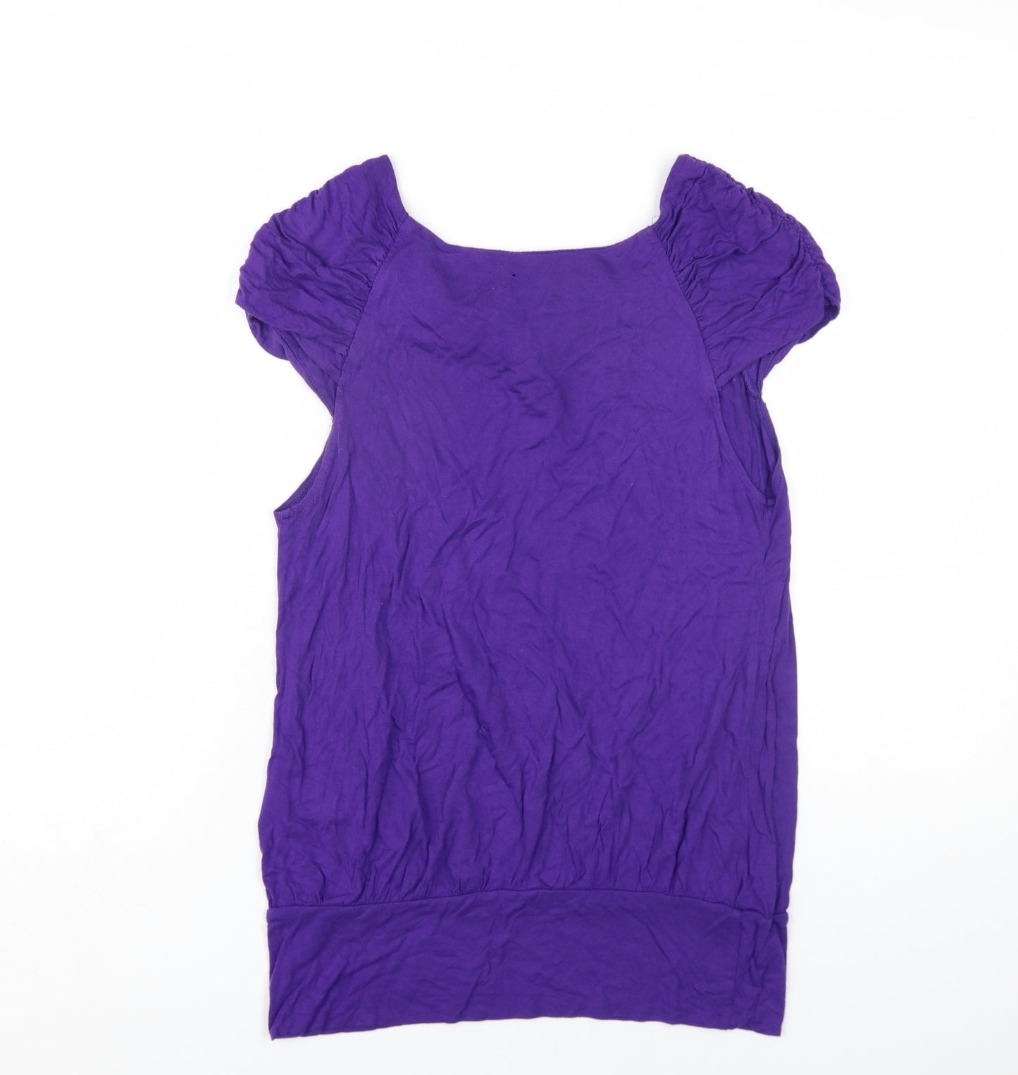 Dorothy Perkins Womens Purple Viscose Basic T-Shirt Size 14 Scoop Neck