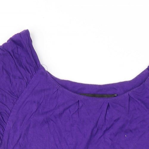 Dorothy Perkins Womens Purple Viscose Basic T-Shirt Size 14 Scoop Neck