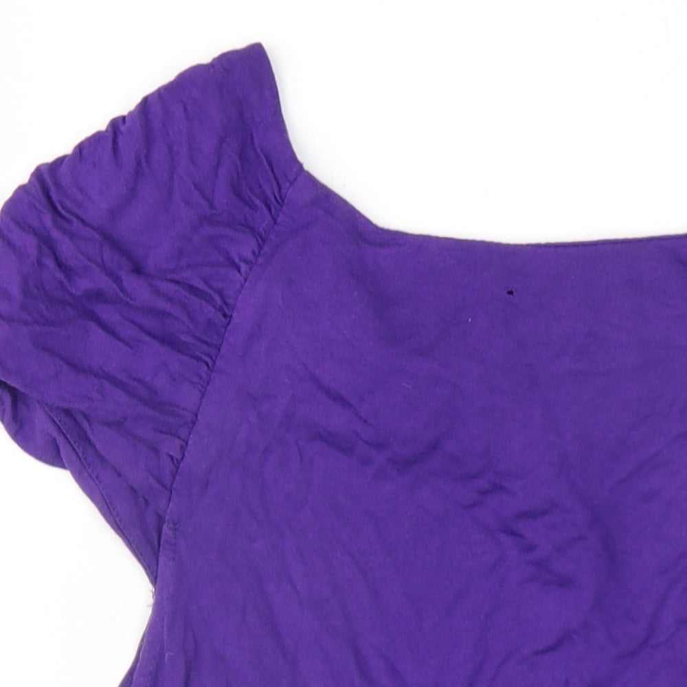 Dorothy Perkins Womens Purple Viscose Basic T-Shirt Size 14 Scoop Neck
