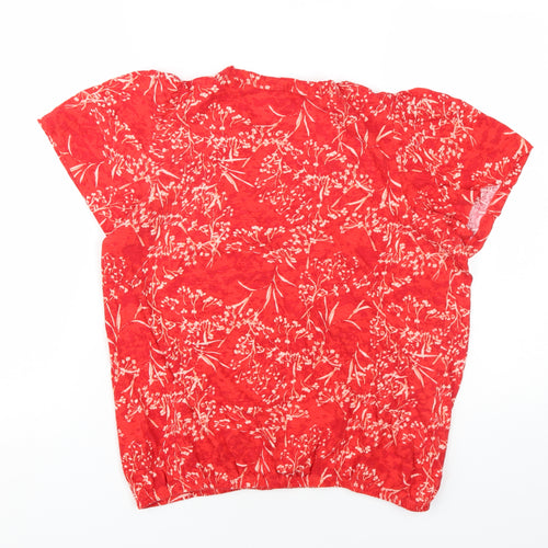 NEXT Womens Red Geometric Cotton Basic T-Shirt Size 14 Round Neck