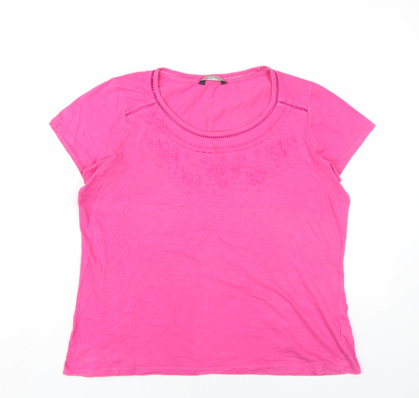 Marks and Spencer Womens Pink Cotton Basic T-Shirt Size 16 Round Neck