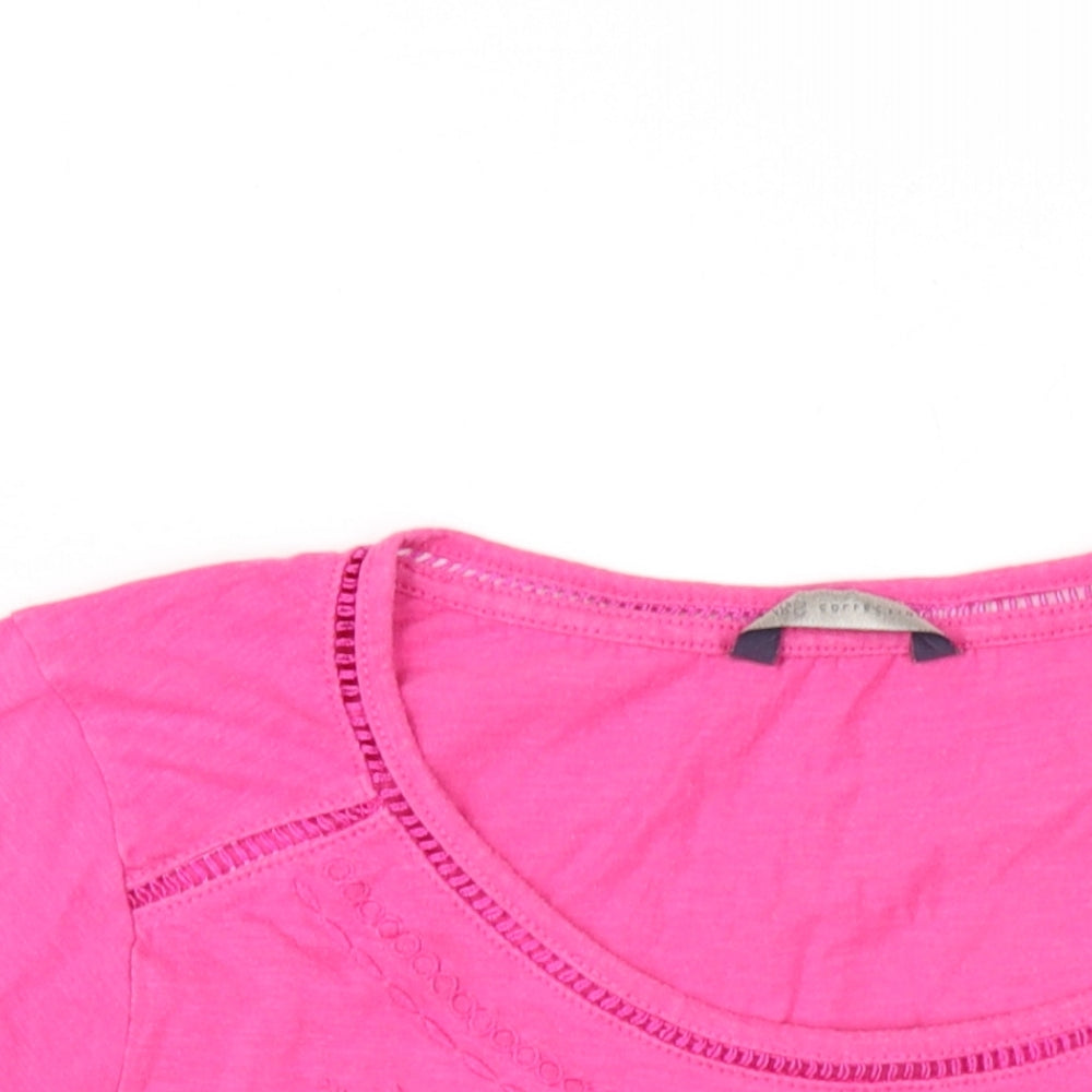 Marks and Spencer Womens Pink Cotton Basic T-Shirt Size 16 Round Neck