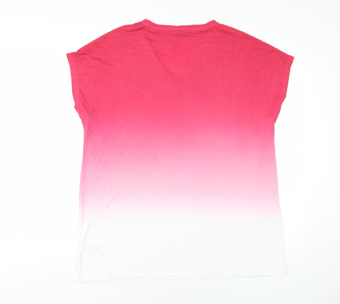 Marks and Spencer Womens Pink Viscose Basic T-Shirt Size 16 V-Neck