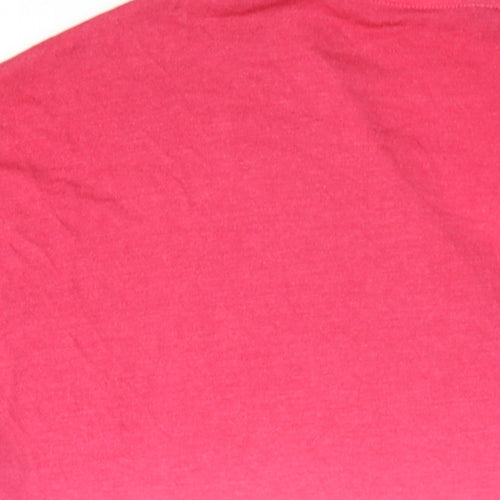 Marks and Spencer Womens Pink Viscose Basic T-Shirt Size 16 V-Neck