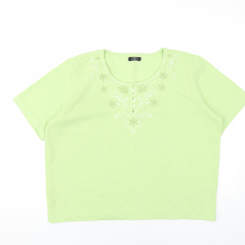 Bonmarché Womens Green Polyester Basic T-Shirt Size L Round Neck