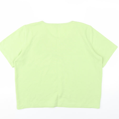 Bonmarché Womens Green Polyester Basic T-Shirt Size L Round Neck