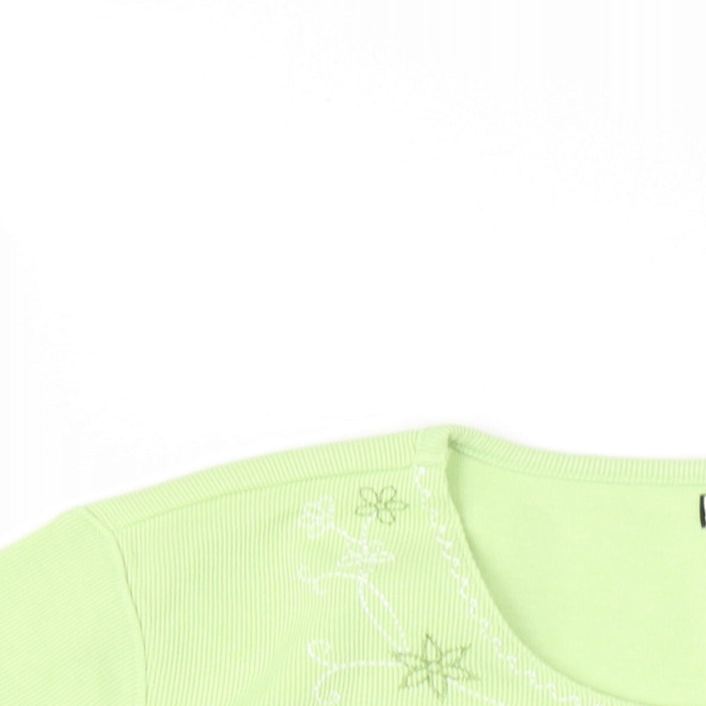 Bonmarché Womens Green Polyester Basic T-Shirt Size L Round Neck