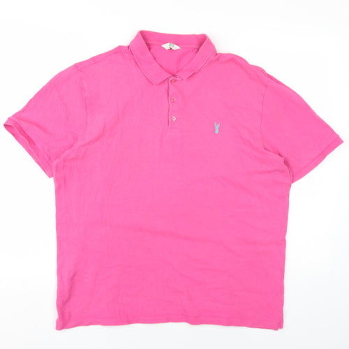 NEXT Mens Pink Cotton Polo Size XL Collared Button