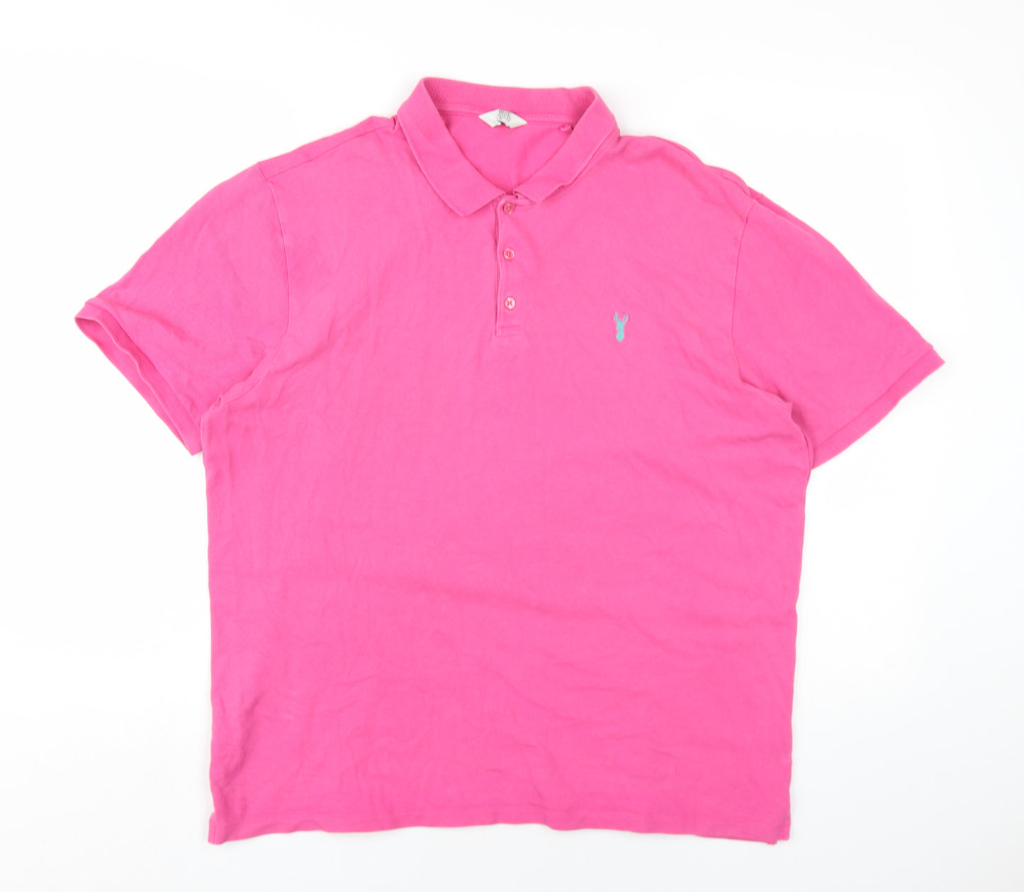 NEXT Mens Pink Cotton Polo Size XL Collared Button