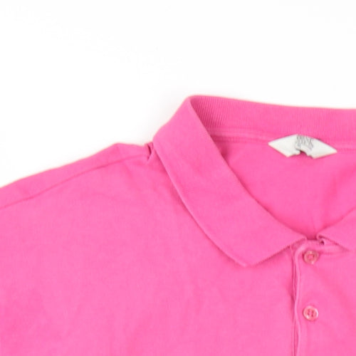 NEXT Mens Pink Cotton Polo Size XL Collared Button