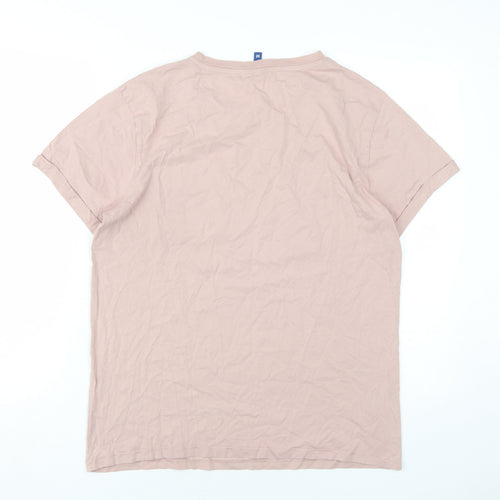 H&M Mens Pink Cotton T-Shirt Size M Round Neck