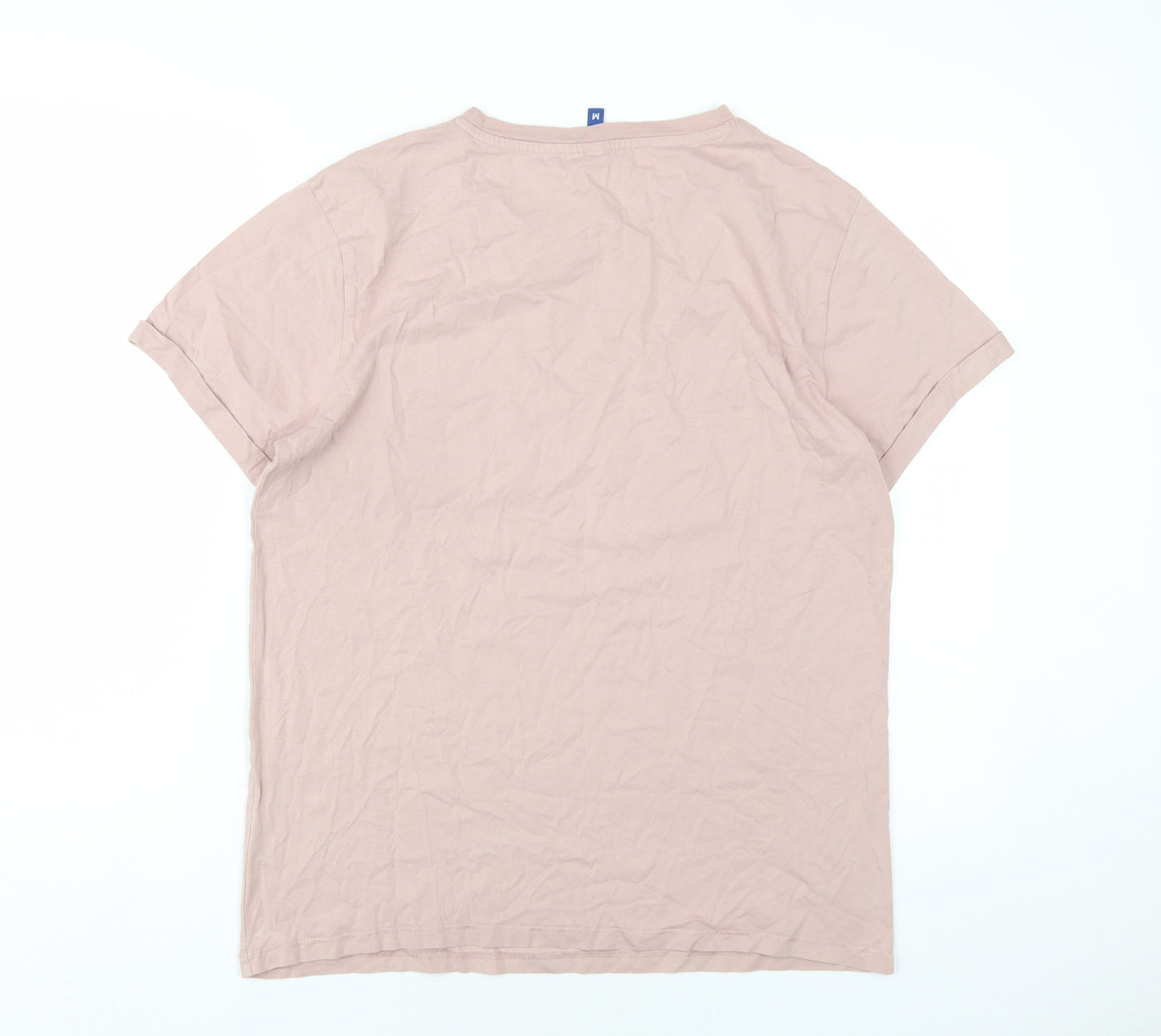 H&M Mens Pink Cotton T-Shirt Size M Round Neck