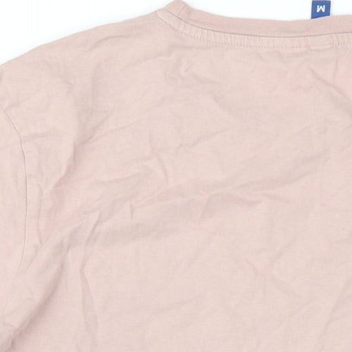 H&M Mens Pink Cotton T-Shirt Size M Round Neck