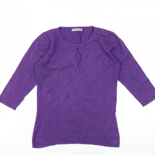 Marks and Spencer Womens Purple Round Neck Viscose Pullover Jumper Size 10