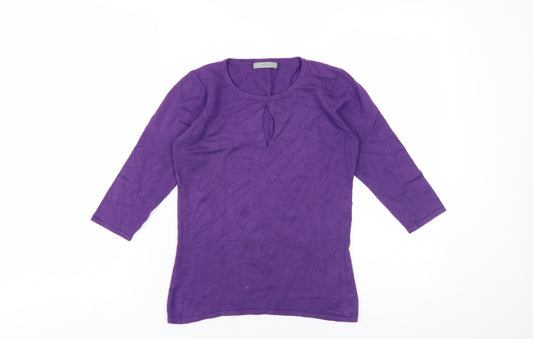 Marks and Spencer Womens Purple Round Neck Viscose Pullover Jumper Size 10