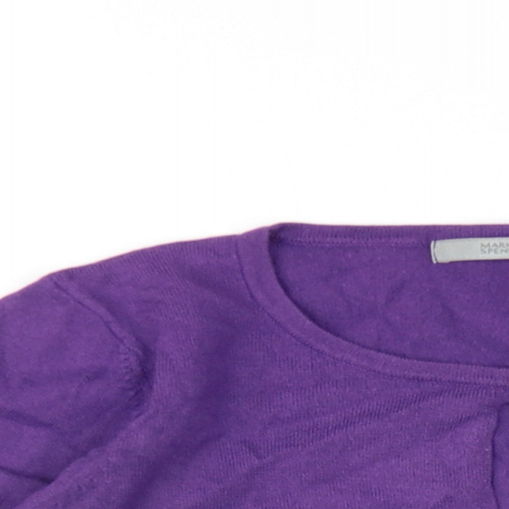 Marks and Spencer Womens Purple Round Neck Viscose Pullover Jumper Size 10