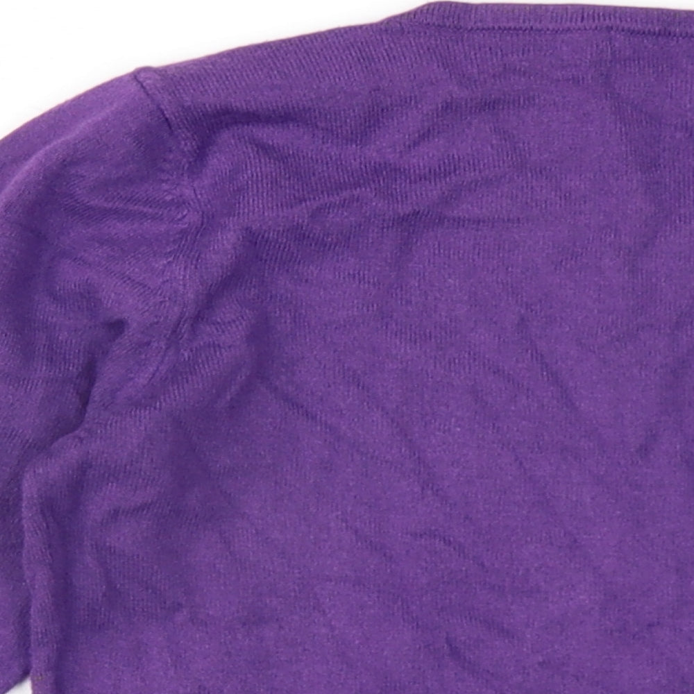 Marks and Spencer Womens Purple Round Neck Viscose Pullover Jumper Size 10