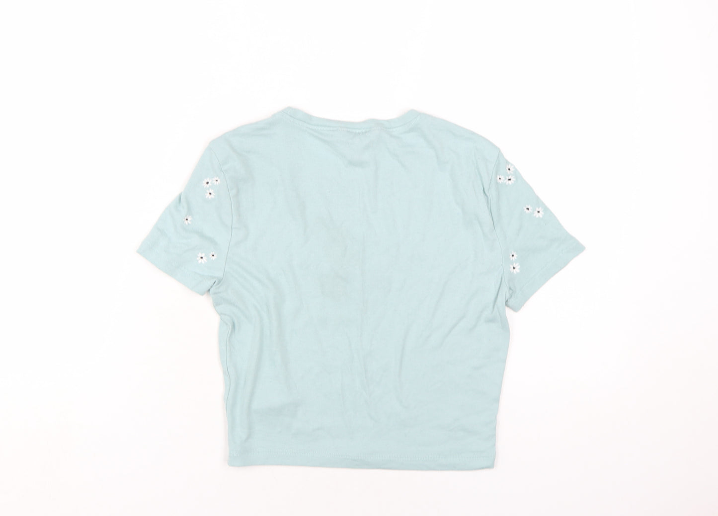 New Look Girls Blue Floral Polyester Basic T-Shirt Size 14-15 Years Round Neck Pullover
