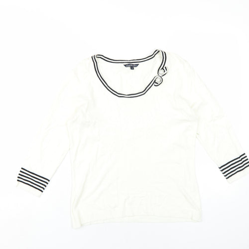 Sarah Hamilton Womens Ivory Scoop Neck Viscose Pullover Jumper Size M