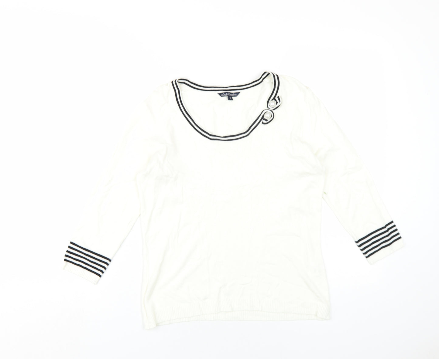 Sarah Hamilton Womens Ivory Scoop Neck Viscose Pullover Jumper Size M