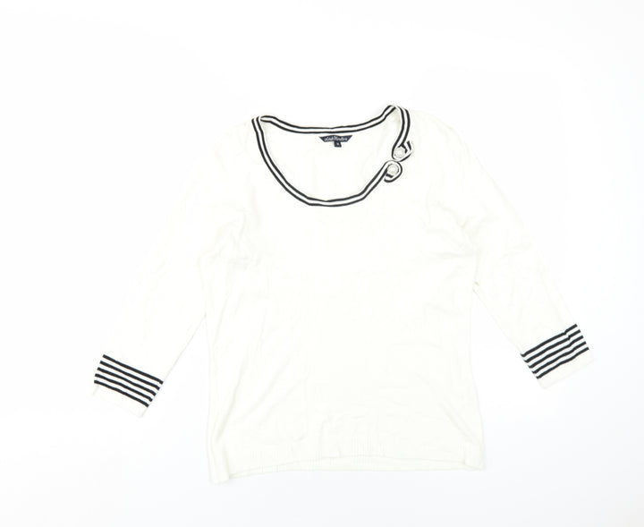 Sarah Hamilton Womens Ivory Scoop Neck Viscose Pullover Jumper Size M