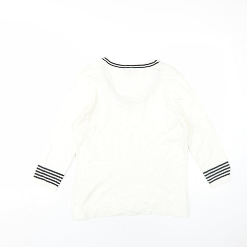 Sarah Hamilton Womens Ivory Scoop Neck Viscose Pullover Jumper Size M