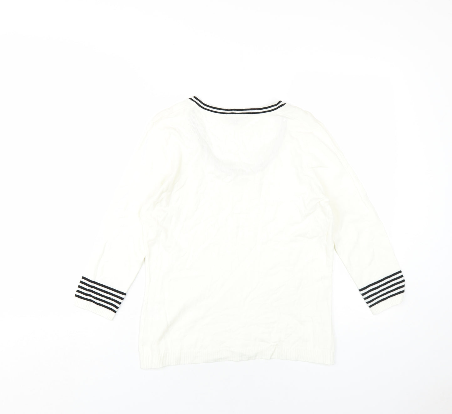 Sarah Hamilton Womens Ivory Scoop Neck Viscose Pullover Jumper Size M