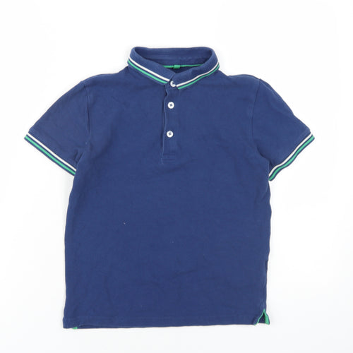 Marks and Spencer Boys Blue Cotton Basic Polo Size 9-10 Years Collared Button