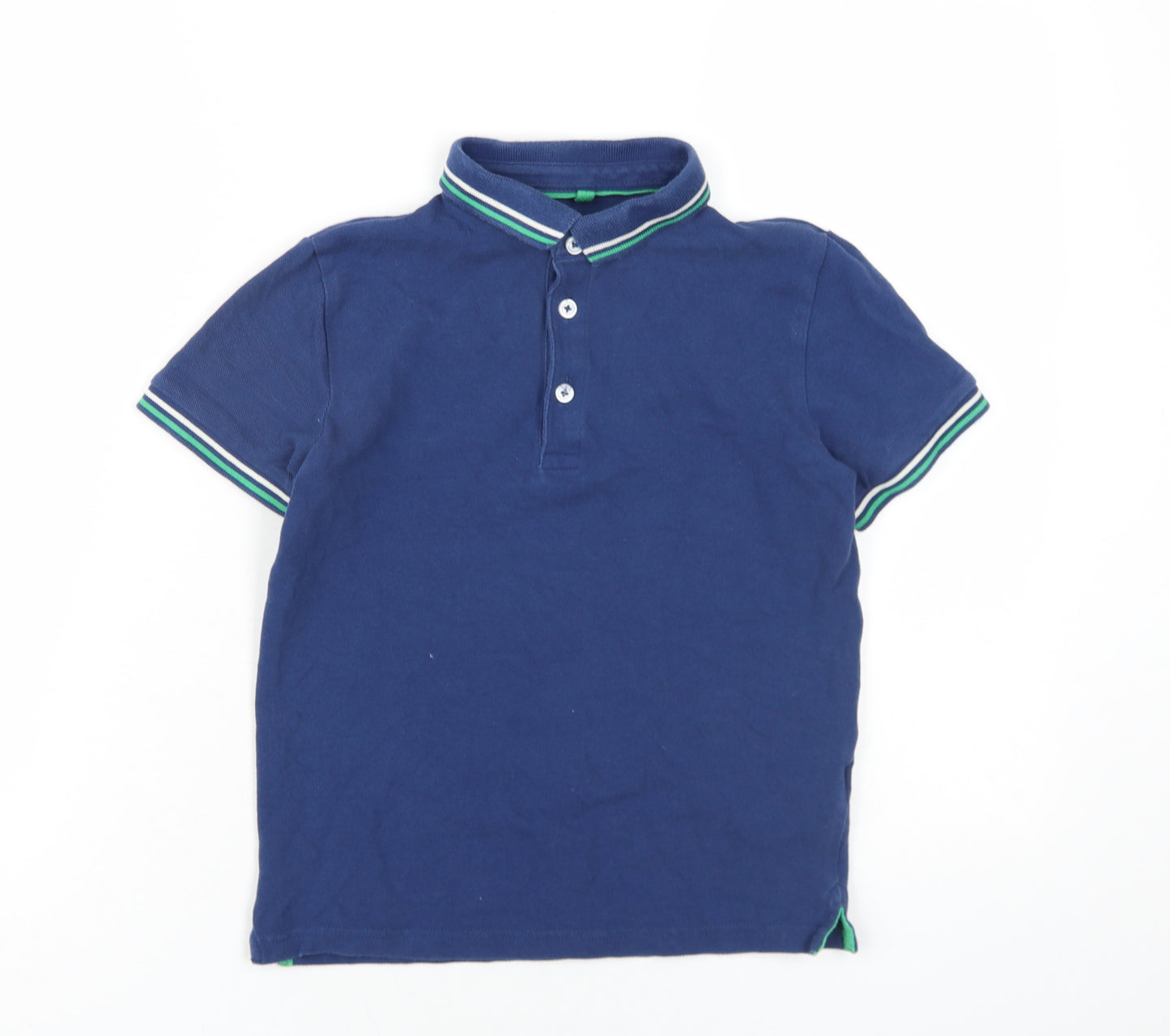 Marks and Spencer Boys Blue Cotton Basic Polo Size 9-10 Years Collared Button