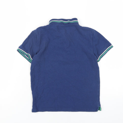 Marks and Spencer Boys Blue Cotton Basic Polo Size 9-10 Years Collared Button