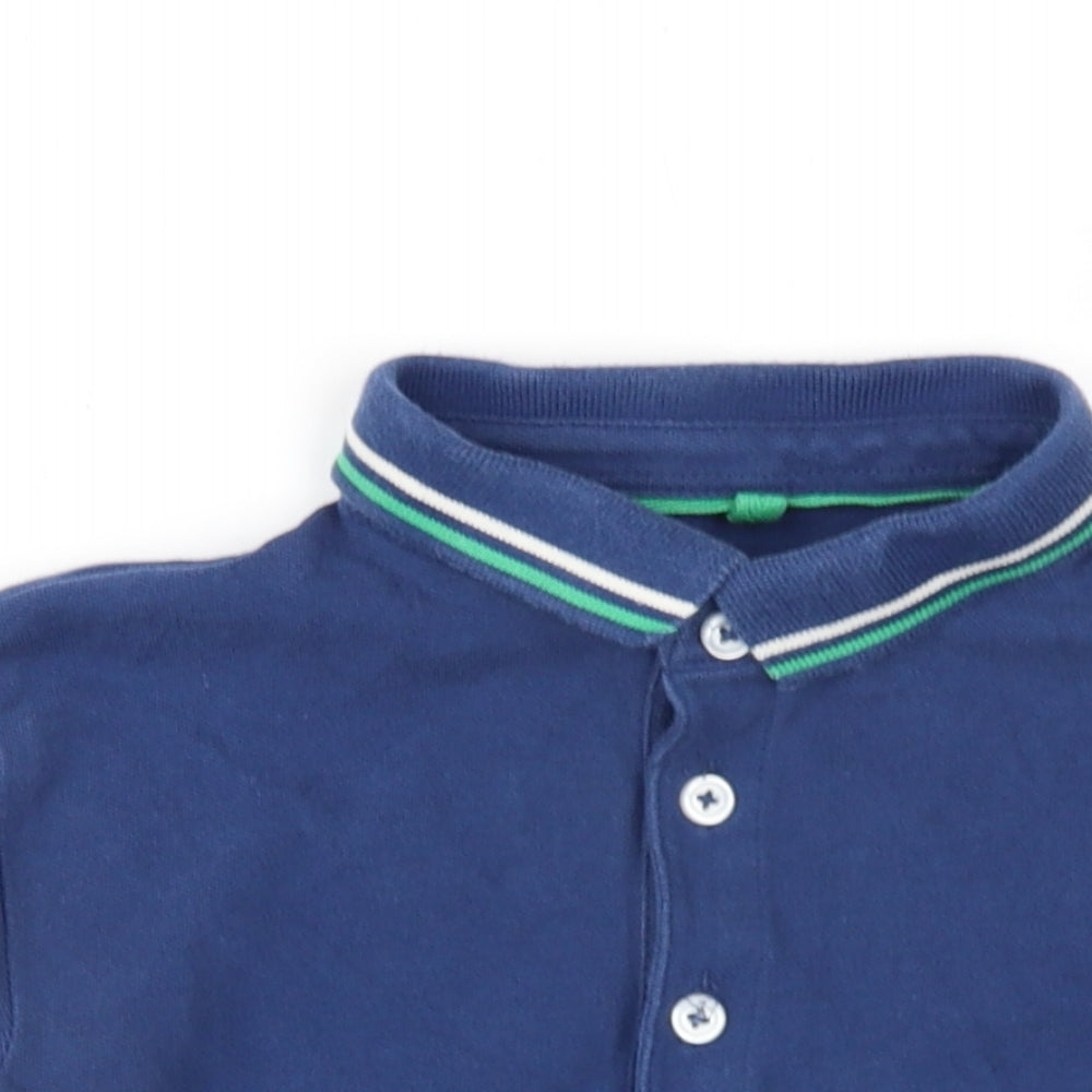 Marks and Spencer Boys Blue Cotton Basic Polo Size 9-10 Years Collared Button