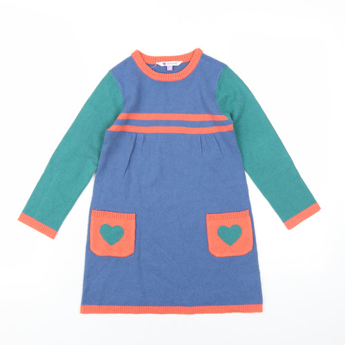 John Lewis Girls Multicoloured Geometric Acrylic A-Line Size 6 Years Round Neck Pullover