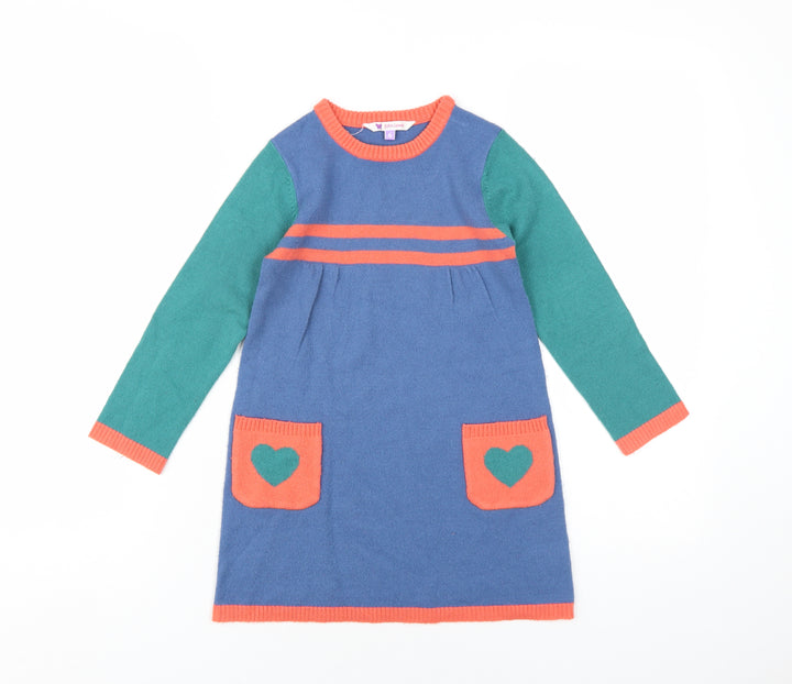 John Lewis Girls Multicoloured Geometric Acrylic A-Line Size 6 Years Round Neck Pullover
