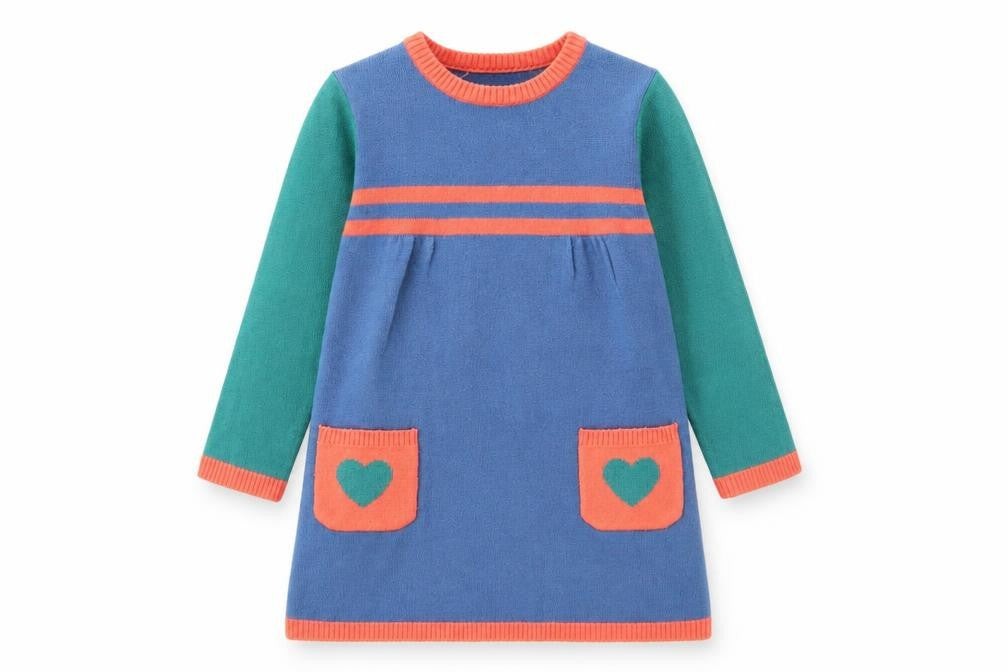 Front view of John Lewis girls’ multicoloured geometric acrylic a-line, size 6, years round neck pullover