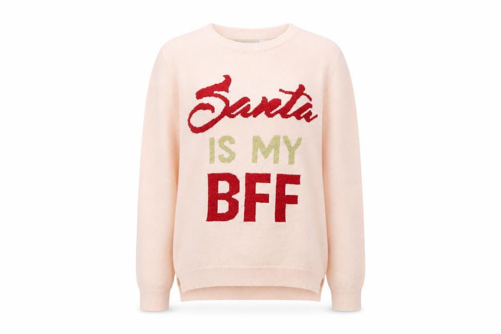 pepperts! Girls Pink Round Neck Acrylic Pullover Jumper Size 10-11 Years Pullover - Santa is my BFF
