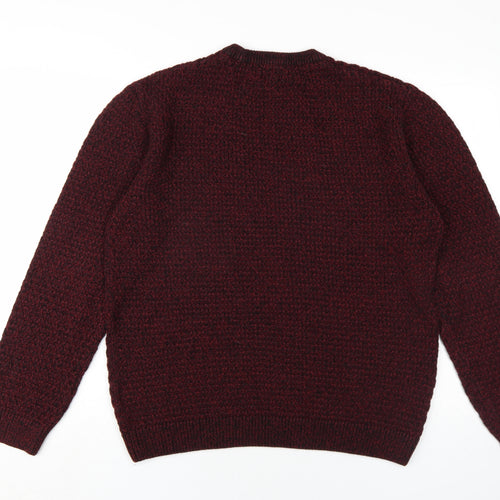 NEXT Mens Red Crew Neck Acrylic Pullover Jumper Size XL Long Sleeve