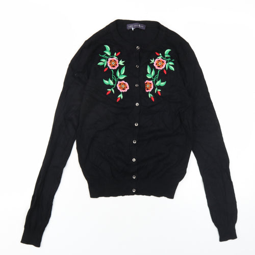 Marks and Spencer Womens Black Round Neck Viscose Cardigan Jumper Size 8